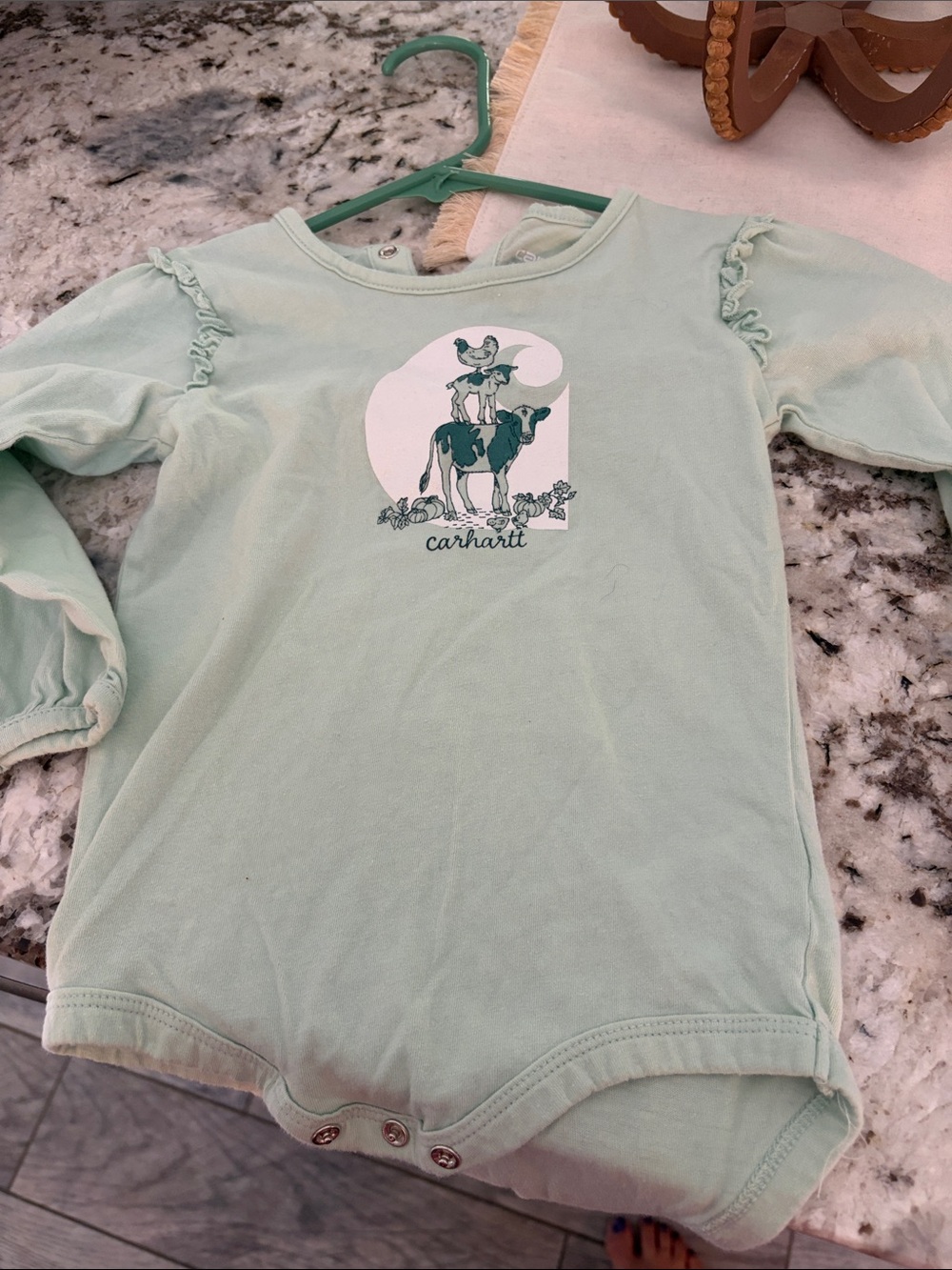 Carhartt Girls' Long-Sleeve Bodysuit in Light Mint
